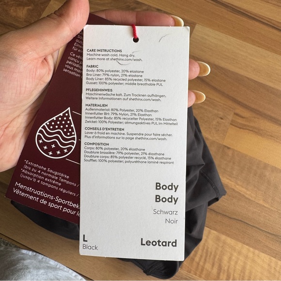 Thinx Super Absorbency Leotard‎ in Black Large NWT - Picture 6 of 8